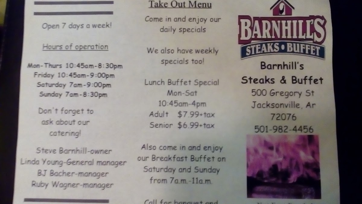 Menu Barnhill's Steaks And Buffet-6